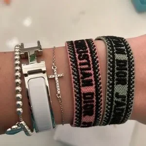 Christian Dior J Christian Dior Woven Cotton J\'Adior Friendship Bracelet Set Green Pink display picture 1